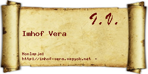Imhof Vera névjegykártya